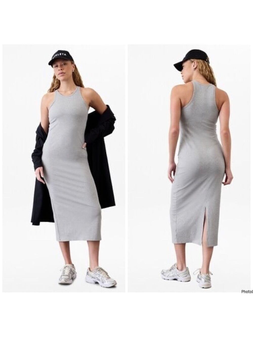 Athletic Signature Rib Maxi Dress Size Small Grey